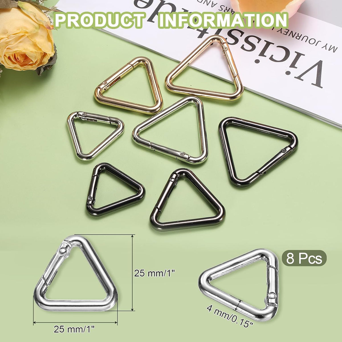 Boucle de clé en métal Triangle avec boucle élastique Snap Clip