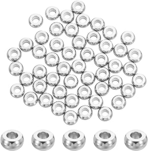 100 Pcs Stainless Steel Spacer Beads, 3mm Flat Round Beads Metal Heishi Bead Long-Lasting Rondelle Disc Spacers for Bracelet Necklace Jewelry Making, Silver