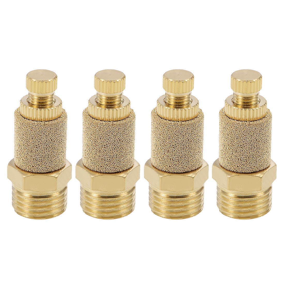 Top Adjustable Pneumatic Air Exhaust Silencer Muffler Copper 1/4 BSPT Gold Tone 4pcs