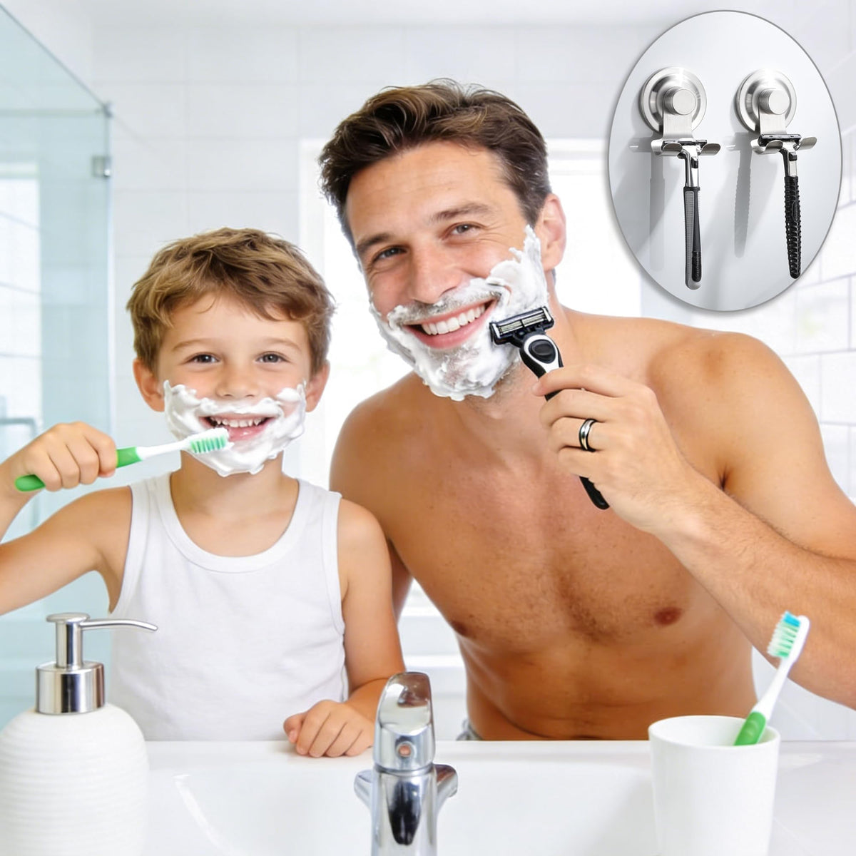 Porta per rasoi per doccia LinkMejor Suction Razor Holder, pack di 2 pezzi