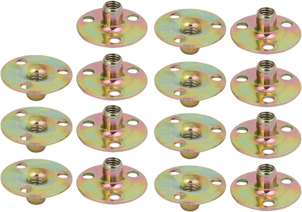 M6x25x1.2mm 3-Hole Tee Nut Carbon Steel T-Nut Mounting Hardware Fitting Fastener Through Hole Flange Insert Female Thread 15Pcs