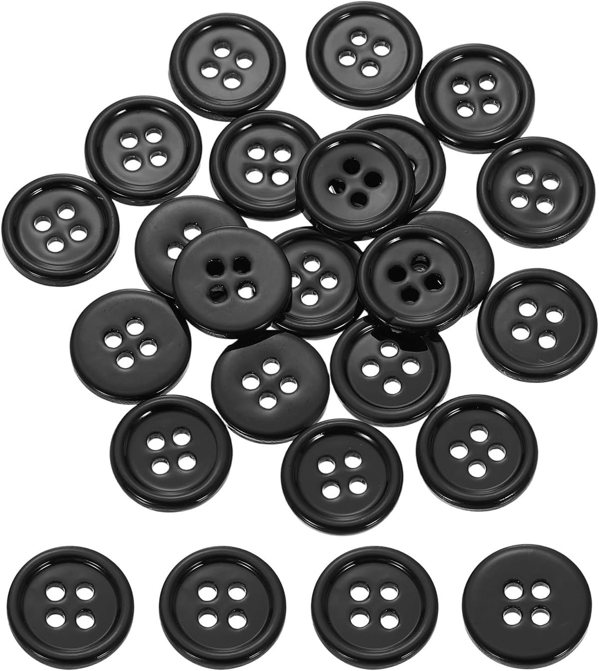 30Pcs Naturliga Skalknappar, 15mm 4-Håls Runda Skal Konst Sy Knapp, Dekorativa Tillbehör för Kjolar, Tröjor, Kläder DIY-Projekt, Svart