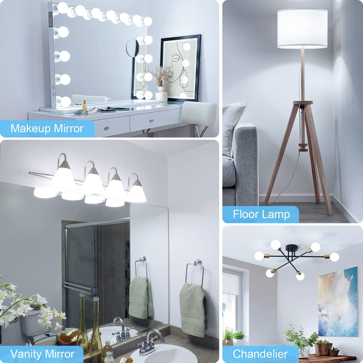 LinkMejor 20 Pack LED Gloeilampen 5000K Daglicht E26 fitting 60W equivalent