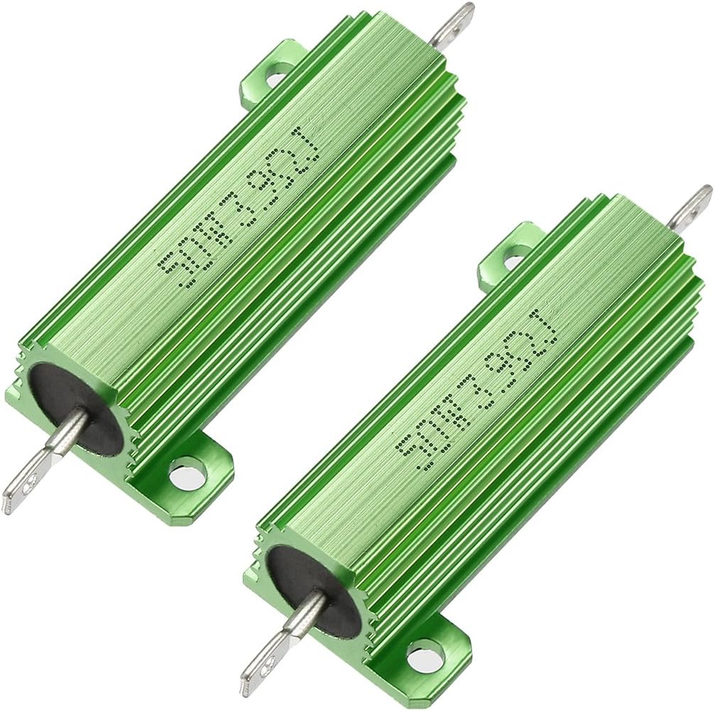 50W 3.9 Ohm 5% Aluminum Housing Resistor Screw Tap Chassis Mounted Aluminum Case Wirewound Resistor Load Resistors Green 2 pcs
