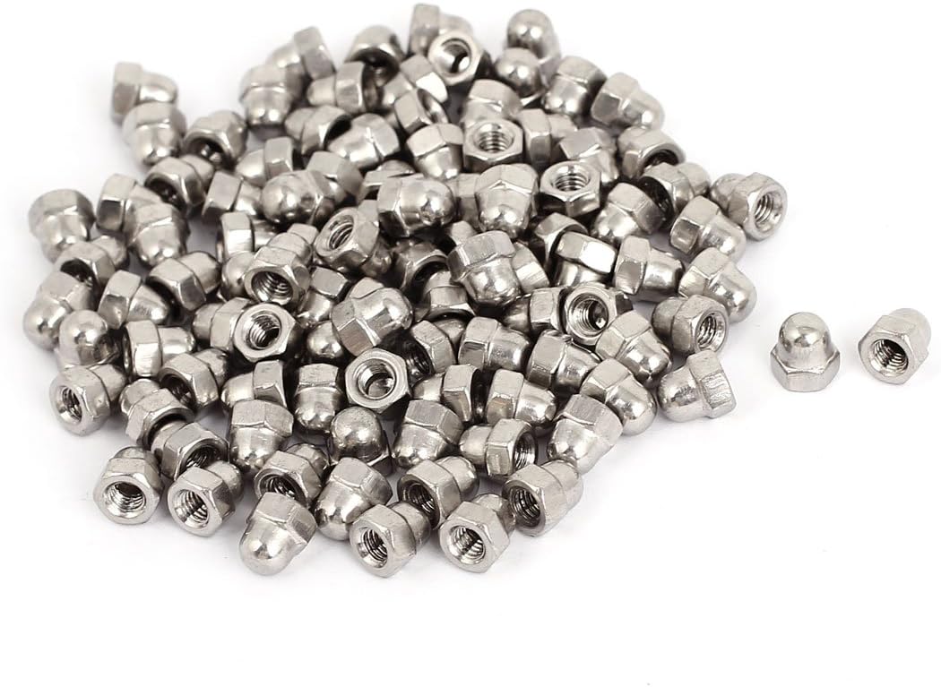 M4 304 Stainless Steel Dome Head Cap Acorn Hex Nuts Silver Tone 100pcs