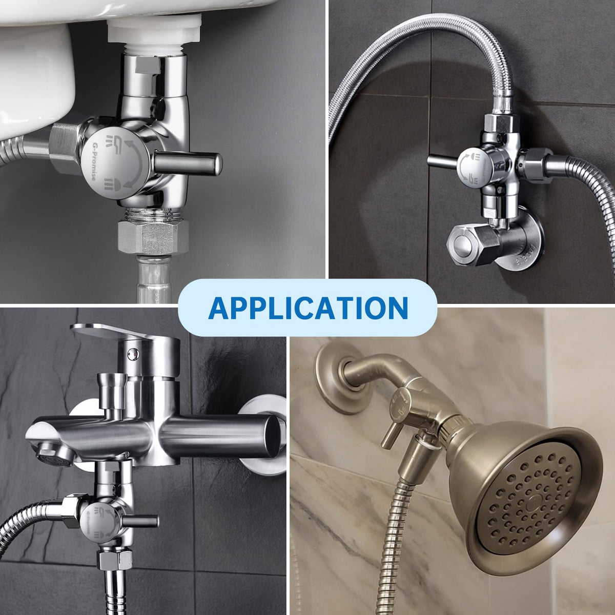 LinkMejor Solid Metal 3-Way Shower Diverter Valve (Krom)