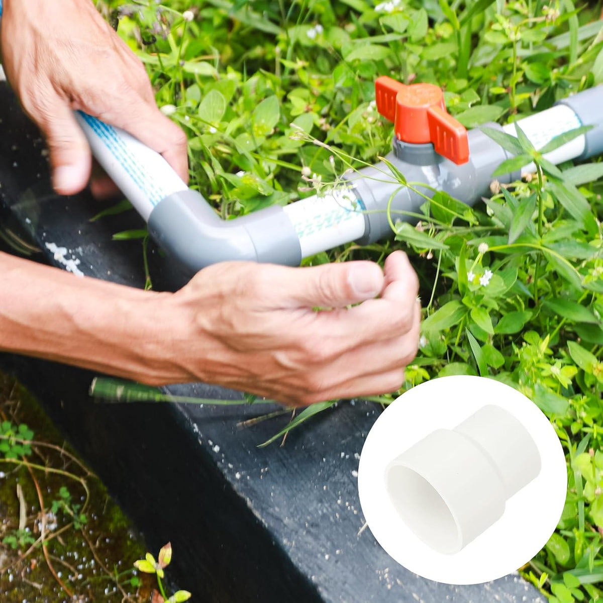 1 ตัว UPVC Reducer Pipe Fitting สีแดง, 4"x2-1/2" PVC Straight Pipe Coupling Adapter Connector สำหรับท่อน้ำเสียบ้าน สีขาว