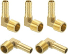 5 Pcs Brass Hose Barbed Elbow Fitting, 3/8" Barb x G 3/8 Male Brass Barb Pipe Fitting Adapter with Tape for Connect Pipes Mechanical Devices Plumbing Equipment