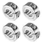 4pcs Single Split Clamp-On Shaft Collar 1/2" Bore One-Piece Clamping Collar, 1-1/8" OD, 13/32" Width, 304 Stainless Steel Axle Collar Clamp, Set Screw Style