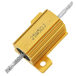 25 Watt Power 5 Ohm 5% Aluminum Casing Wire Wound Resistor Gold Tone