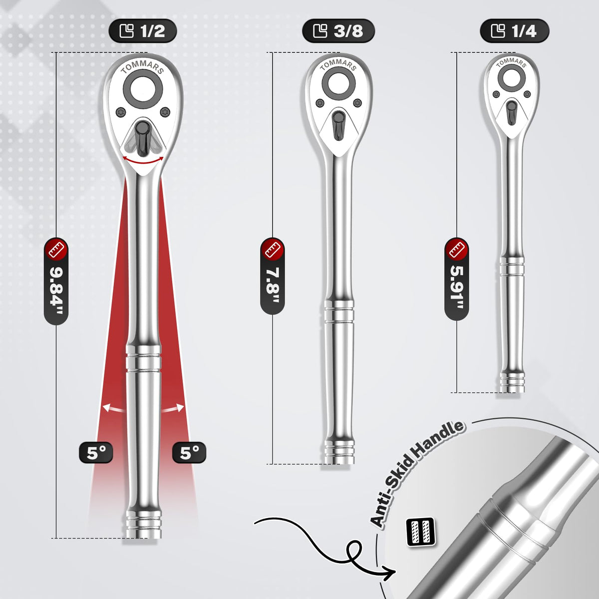 LinkMejor 3/8" Drive Ratchet Socket Wrench Mechanic Hand Tool