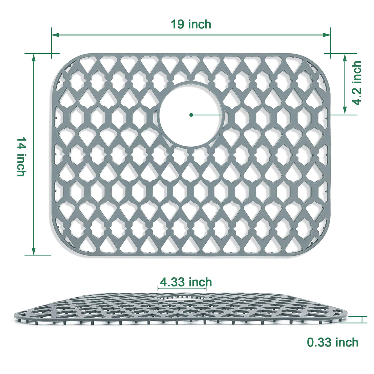 Protetor de Pias de Silicone para Pias de Cozinha Multi-Tamanho (19"x14", Saída Traseira)