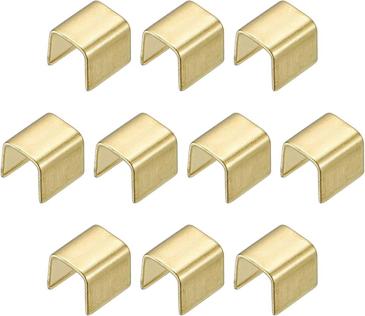 Fold Over Crimp Caps, 200Pcs 4 x 3.7mm Ribbon Crimp Ends Clasp Tips Leather Clips for Jewelry DIY Craft Making, Gold Tone