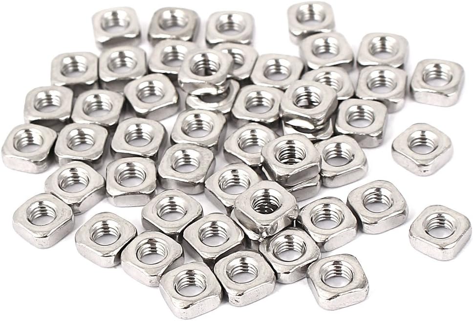 Square Nuts,M3x5.4x2.4mm 304 Stainless Steel Square Machine Screw Nuts 50pcs