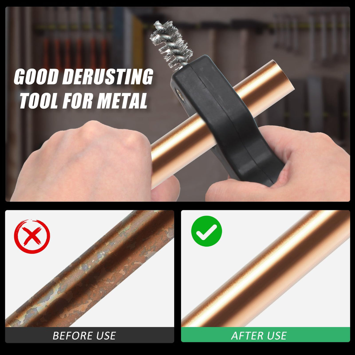 LinkMejor 2PCS 4-in-1 Pulitore Tubo di Rame, Spazzola di Smussatura 1/2" & 3/4"