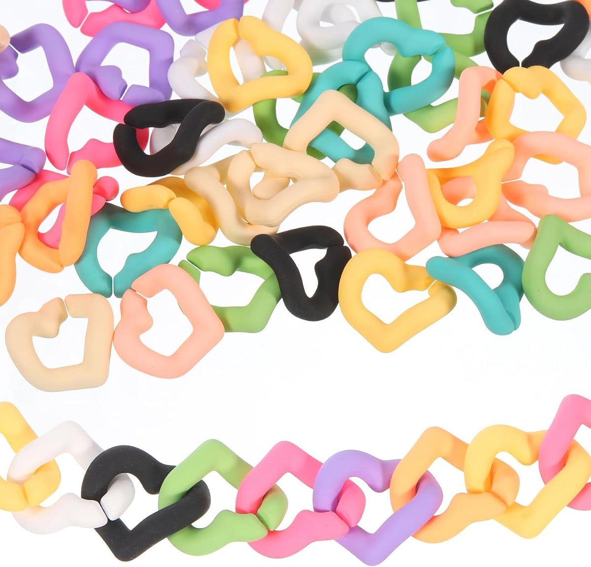 50Pcs Acrylic Chain Linking Rings, Link Connectors Open Link Rings, Plastic C-Clip Hooks for DIY Purse Eyeglass Jewelry Making Chain, 10 Colors