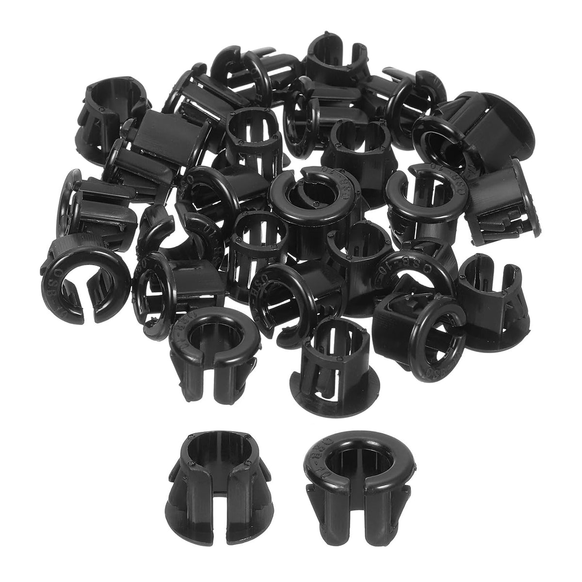 Cable Snap Bushing Grommets, 50Pcs 9mm/0.35" Mounting Dia Nylon Snap Bushing Grommet, Round Snap in Cable Hose Bushing for Various Cables Tubes Wire, Black