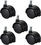 Furniture Casters 1.5 Inch Nylon M8 x 15mm Threaded Stem Swivel Caster Wheels with Brake, 33lb Capacity Each Wheel, 5 Pcs