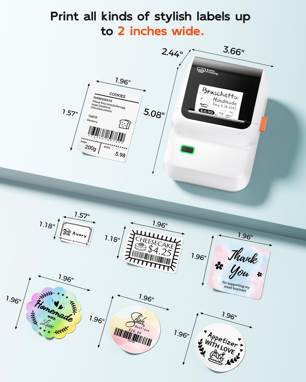 LinkMejor Label Makers, Impressora de Etiquetas Térmica Bluetooth com 6000+ Modelos