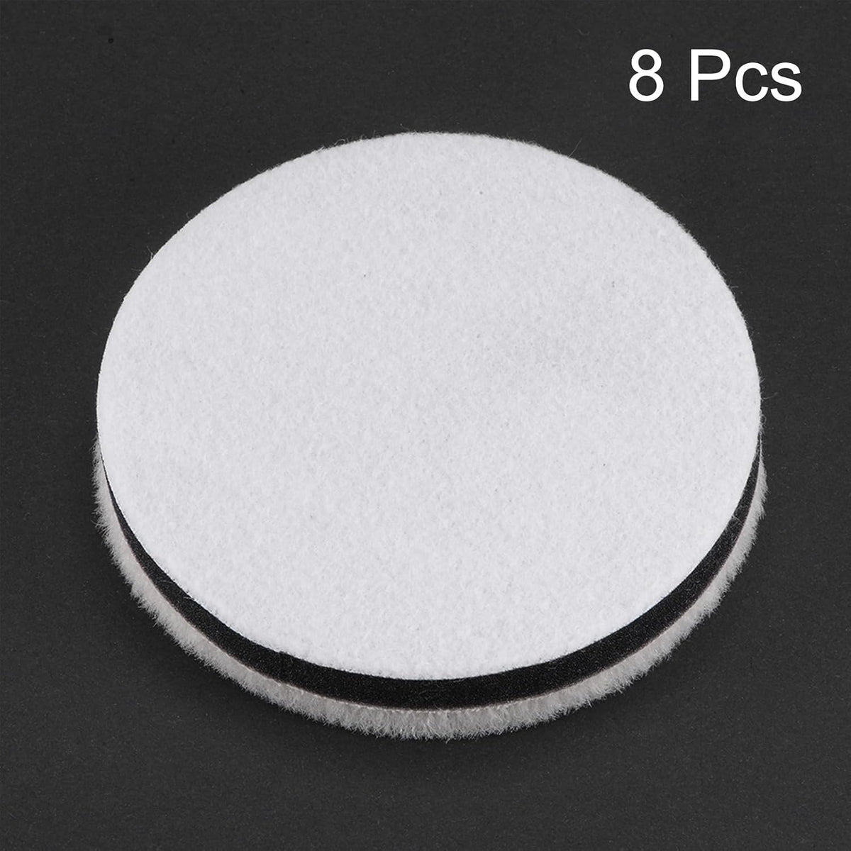 LinkMejor 3" Wool Felt Sponge Polishing Pad Hook and Loop Buffing Wheel for Orbital Polisher Buffer 8 Pcs