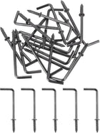 20 Pcs L Shape Hooks, 2 Inch Right Angle Hooks Carbon Steel Small Screw in Hooks 7 Shape Right Angle Hook for Hanging, Black Bronze