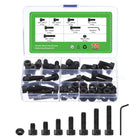 Hex Socket Bolt Kits (M8), Grade 12.9 Carbon Steel Hex Socket Drive Screws, Black