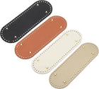 Oval Bag Bottom Shaper Pad, 4Pcs 300x100mm PU Leather Bags Cushion Base for Crochet Knitting Bag, Black+Brown+Gold+White