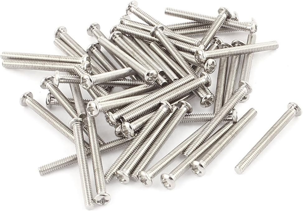 50 Pcs M2x20mm Stainless Steel Round Head Phillips Machine Screws Bolts