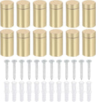 12 Pcs Standoff Screws, 1/2" x 0.93" Aluminum Advertising Screws Wall Standoff Mounts Hardware for Acrylic Picture Frame Glass Signs Hanging, Gold