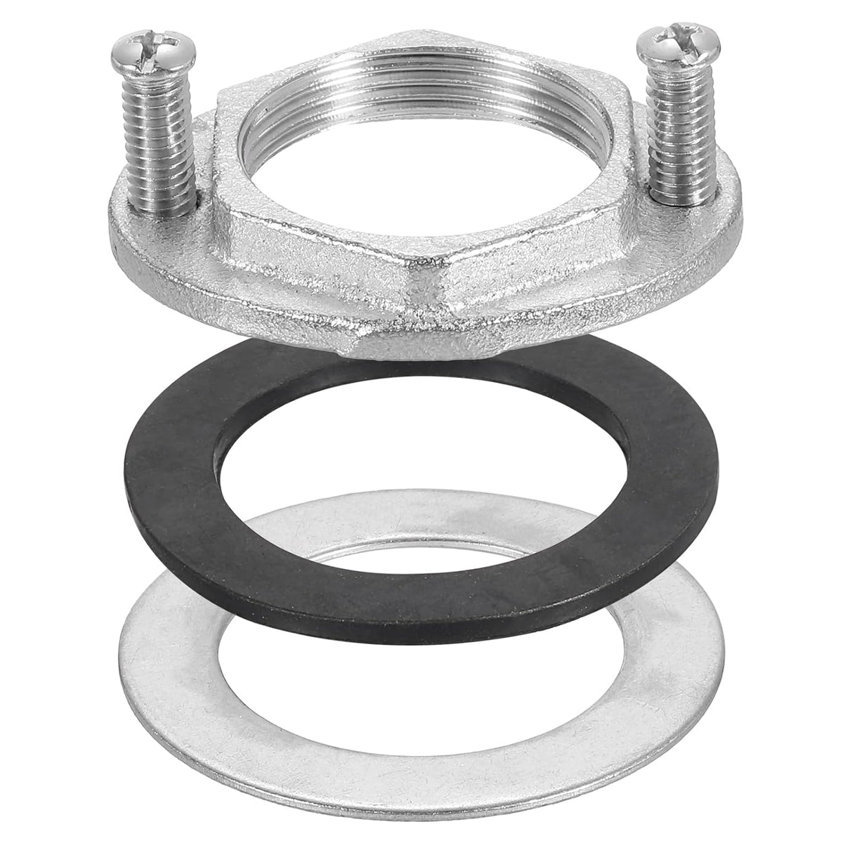 Female Thread Hex Lock Nut M32 x 1.5 Stainless Steel 304 Single Hole Faucet Lock Nuts with Gasket, Faucet Fixing Tool Set for Bathroom Basin Sink (Overall Size:54x42.5mm)