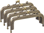 Metal Purse Frames - 4.92" 4Pcs Kiss Lock Clasp Frame Rectangle Embossed Clutch Frame Handles for Coin Purse Sewing Bag Making DIY Craft, Bronze
