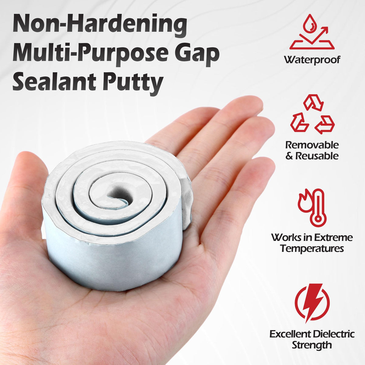 LinkMejor 1 Pack Moldable Silicone Putty White Solid Roll