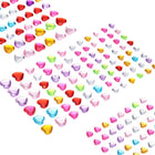 440 Pcs Gems Stickers for Crafts, 5 Sheet Self-Adhesive Gems Bling Heart Rhinestone Stickers, Crystal Crafts Jewelry Stickers for Party Table Decorations, Multicolor