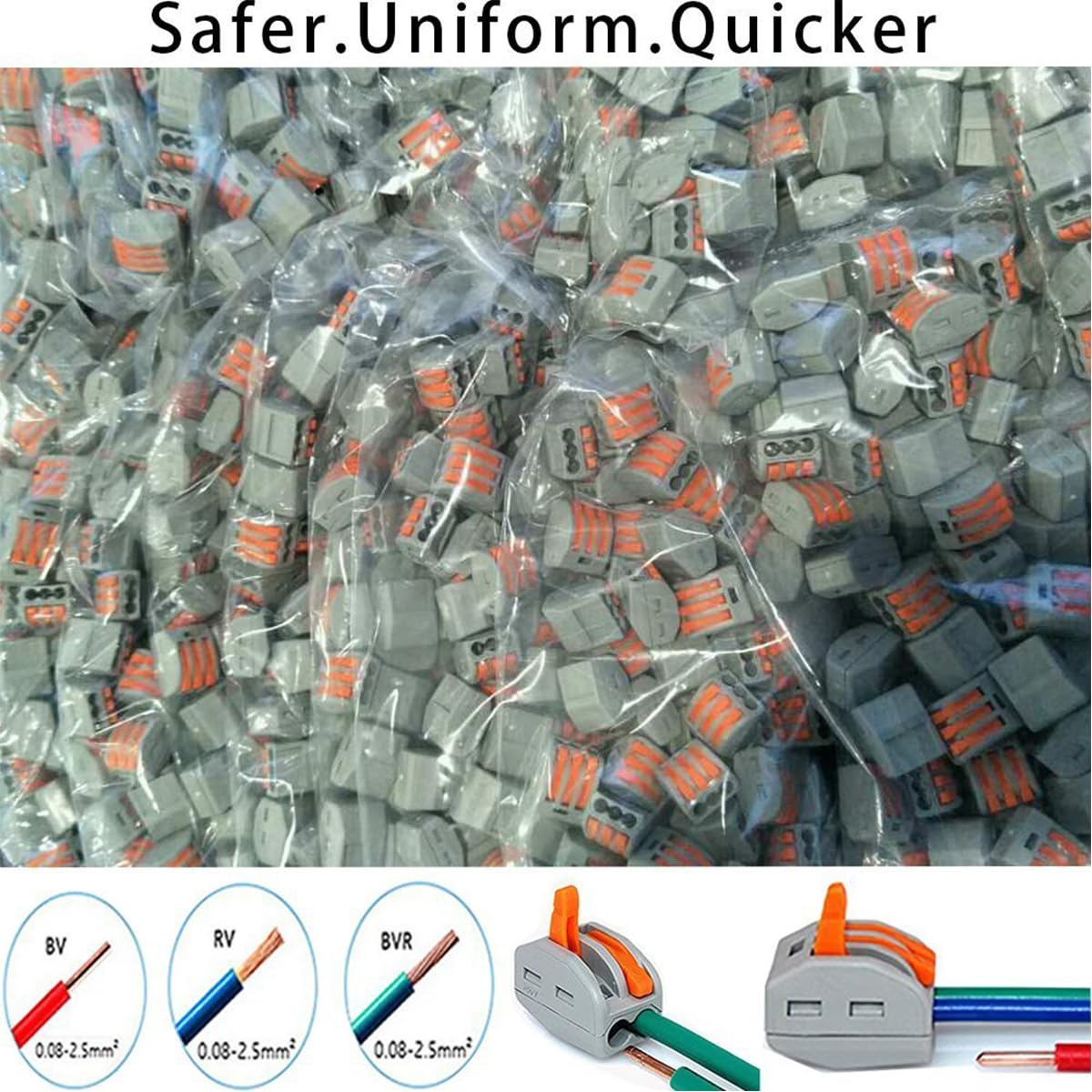 53 PCS Hebelkabel elektrische Steckverbinder Mutter Sortimentskit mit 28-12 AWG