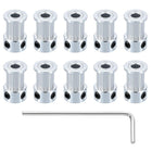 10 Pcs Aluminum 16 Teeth 5mm Bore 10mm Width Timing Belt Pulley Wheel Idler Pulley Synchronous Wheels Gear Part with Wrench for 3D Printer, Silver