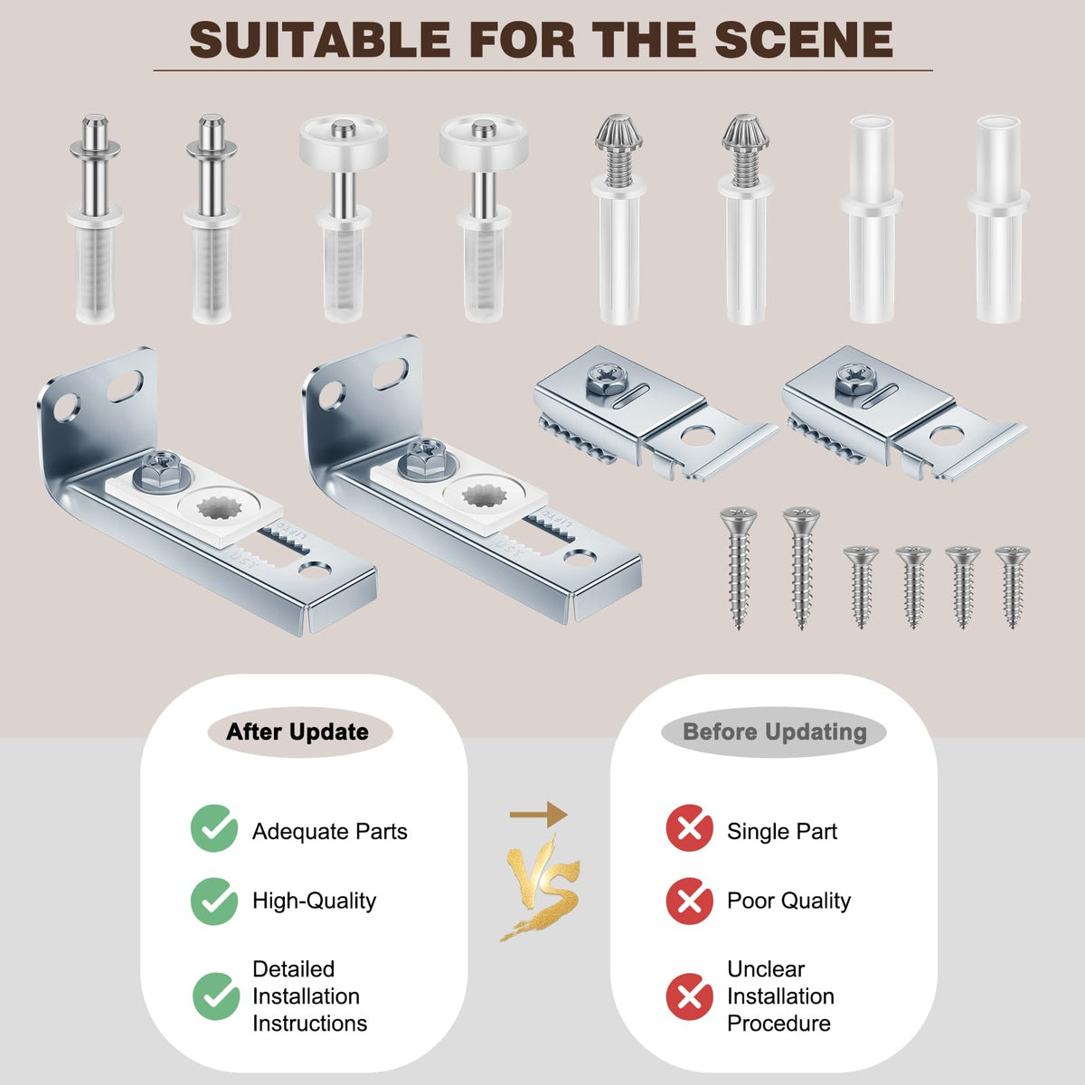 Bifold Door Hardware Kit for Folding Closet Door Repair, 2-Pack