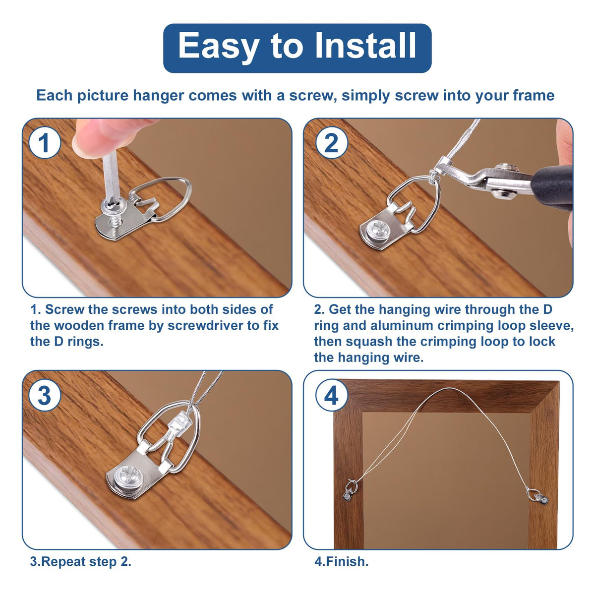 Kit de Ganchos de Suspensão de Imagens 181 Pcs Fio Anel D Hanger Quadro Metálico