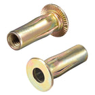 Multi-Grip Rivet-Nut, M6 Pre-Bulbed Shank Carbon Steel Color-Zinc-Plated Flat Head Threaded Insert Nut 30Pcs