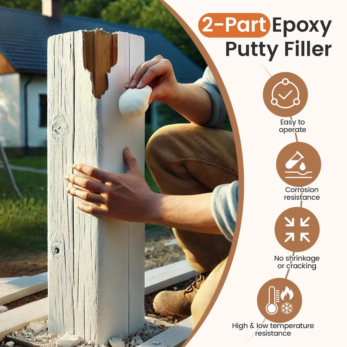 LinkMejor 21.16 oz 2-Parça AB Epoxy Ahşap Macunu