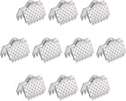 60Pcs Ribbon End Crimp Clamps, 10.5mm Pointed Texture Stainless Steel Pinch Cord End Clasps for DIY Bracelet Making, Silver Tone