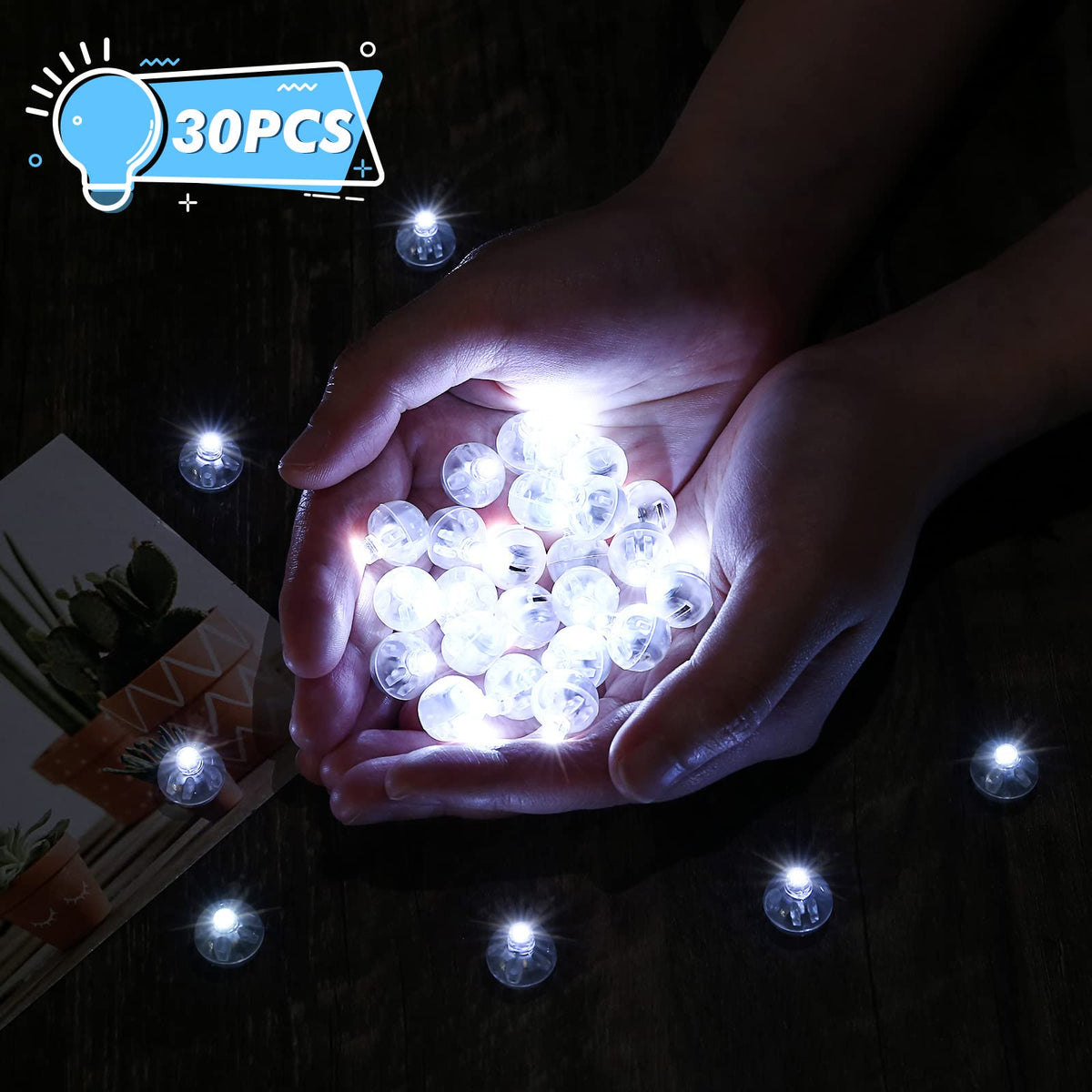 LinkMejor 30pcs Lampion LED Kecil Lilit LED Bola, Putih