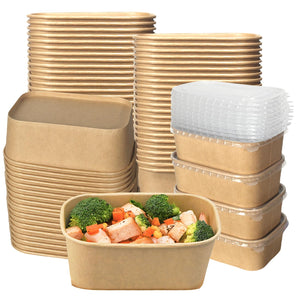 LinkMejor 50 stk Kraft Papir Madbeholder, 25 OZ