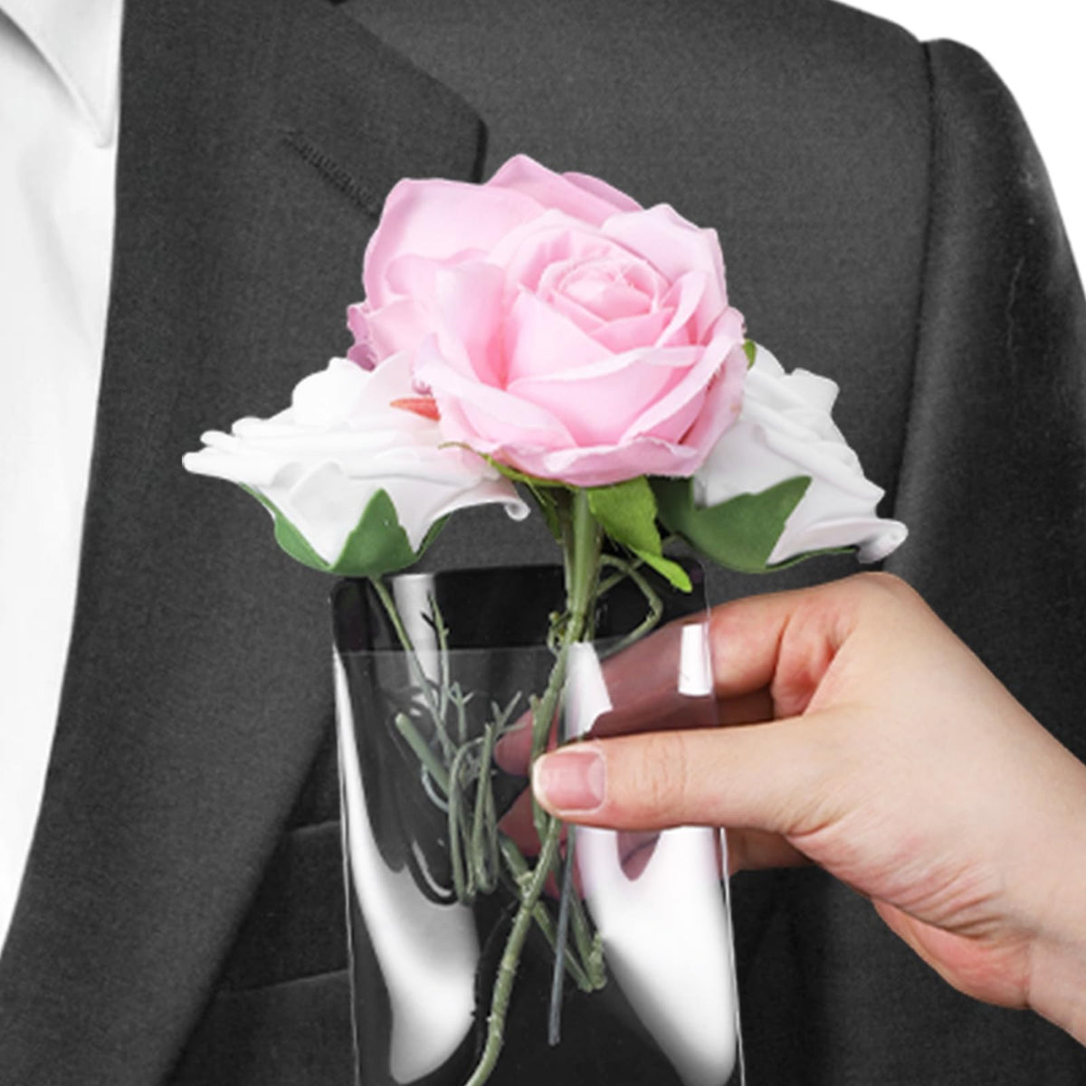 Wedding Boutonniere Holder 20 Pack – No Pins Needed for Suit