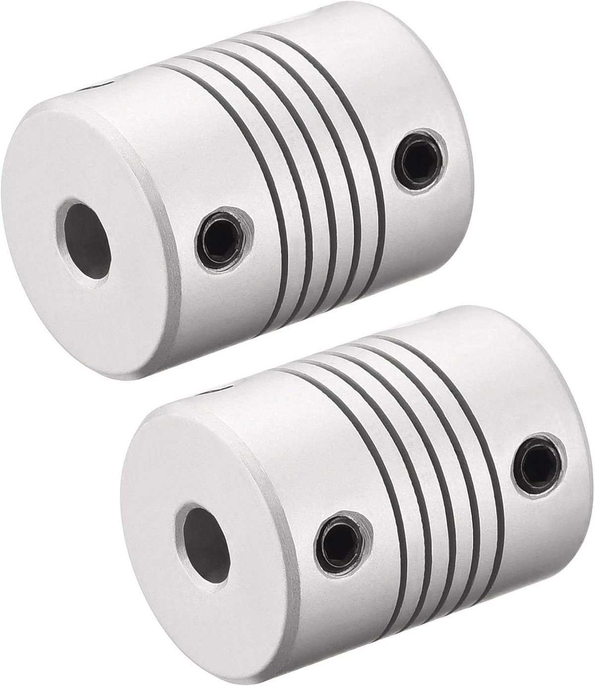 5mm to 9mm Aluminum Alloy Shaft Coupling Flexible Coupler Motor Connector Joint L25xD19 Silver,2pcs