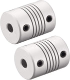 5mm to 9mm Aluminum Alloy Shaft Coupling Flexible Coupler Motor Connector Joint L25xD19 Silver,2pcs