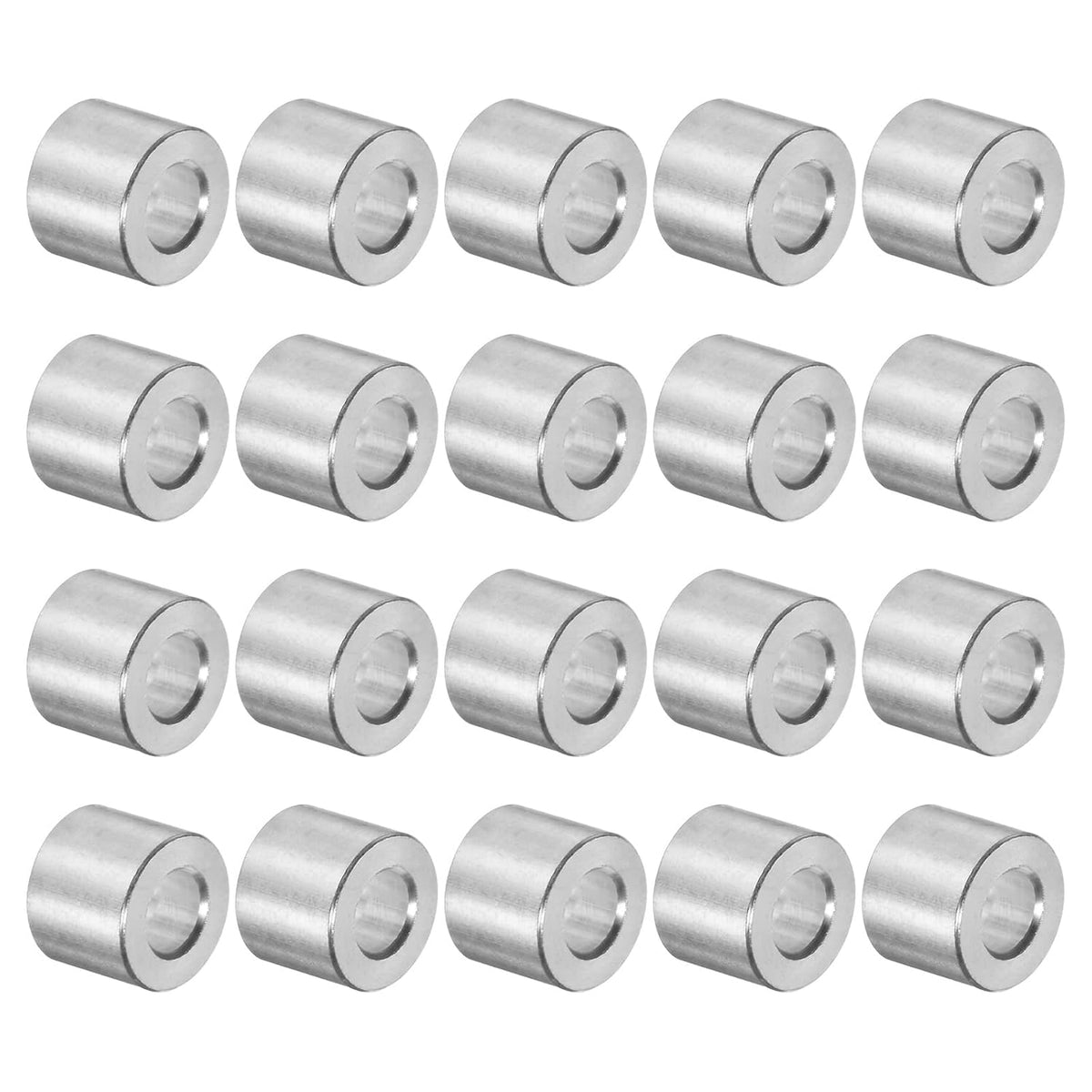 20pcs Aluminum Spacer 5mm Bore 10mm OD, 8mm Length Screw Standoff Bushing Plain Finish Round Spacer for M5 Screws Bolts and Rods