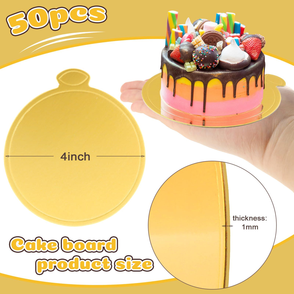 50 ชิ้น แบนด์แค้ค 4 นิ้ว แบนด์มousse คัพเค้ค แบส (4 นิ้ว)