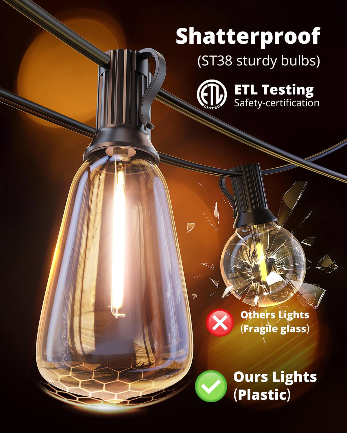VIPAR Luminisuri Outdoor, 100FT ST38 Lămpi de Grădină IP65, Apărezibile pentru Exterior
