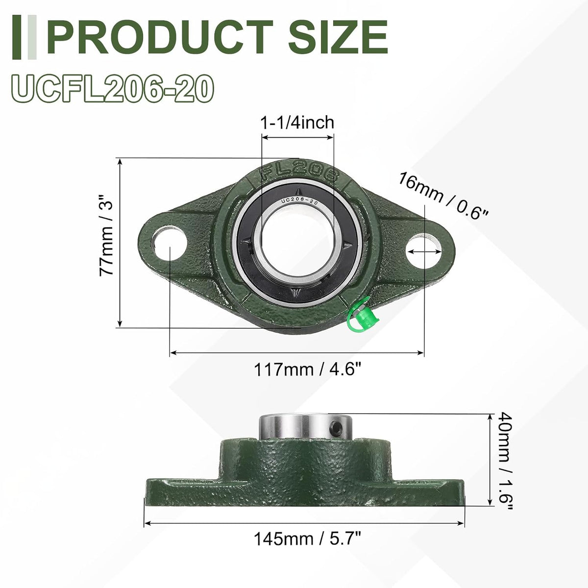 UCFL207-22 Kussenblokkenlagers, 1-3/8 inch Bore Zelfuitlijnend, Vaste Gietijzeren Basis, Chroomstaal Flange Ge monteerd Kussenblok Kogellager, (ABEC3)