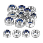 Left-Hand Lock Nuts, M8x1.25mm 304 Stainless Steel Thread Hex Nylon Insert Lock Nut for Assembling and Fastening, Silver 10pcs